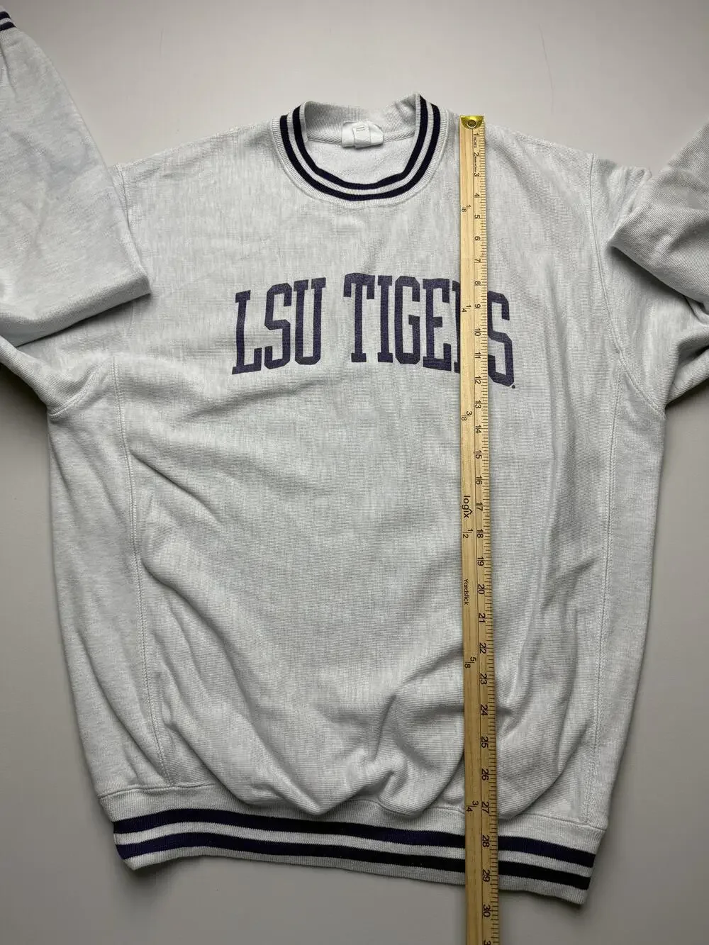 LSU Tigers Sweatshirt Mens Large Gray NCAA Football Champion Reverse Weave